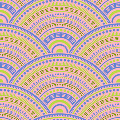 Ethnic circle shapes seamless geometric pattern.