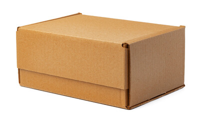 Brown cardboard box isolated on white background