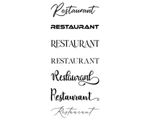 Restaurant in the 7 different creative lettering style
