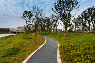 Fototapeta na wymiar The road of City Park in China