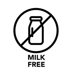 Round frame milk free icon, one of the food allergy icons set