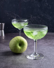 Apple Drink cocktail with fresh Green apple 