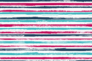 Watercolor handdrawn grunge stripes vector seamless pattern. Material cotton fabric print design.