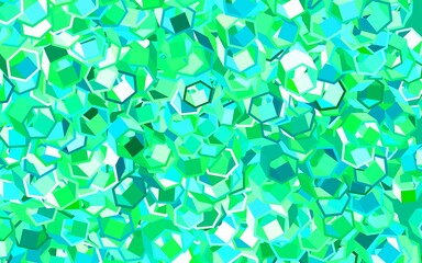 Light Green vector background with hexagons.