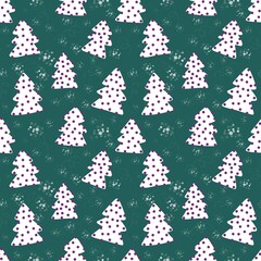 Doodle green cute Christmas tree for fabrics and gifts