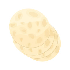 Cartoon tortillas pita bread isolated vector illustration. Mexican food cuisine