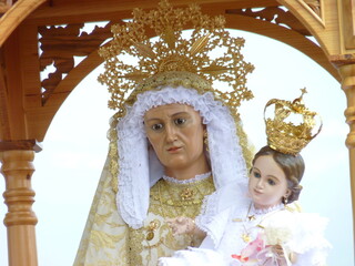 Santa Ana patron saint of Torredelcampo with the Virgin Mary in her arms. Pilgrimage.