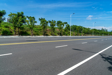 Empty urban road and buildings in the city