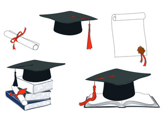 graduation cap icon, student illustration