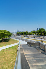 Empty urban road and buildings in the city