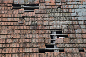 Ruined tiles on the old house.