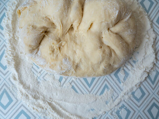 the process of making buns. Raw dough.
