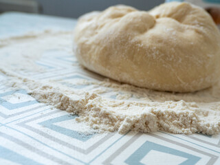 the process of making buns. Raw dough.