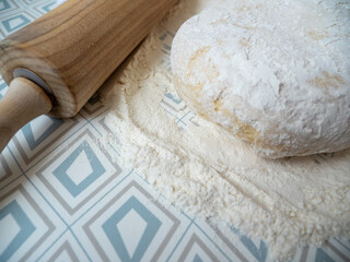 the process of making buns. Raw dough.
