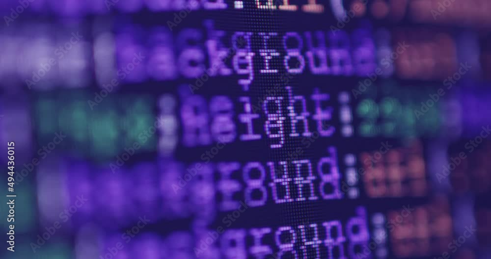 Fototapete 4K Close up shot programming tag coding on screen. Background concept for programming and coding web development.