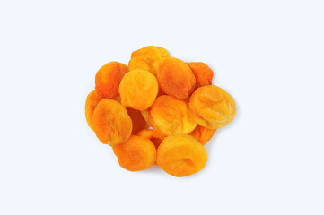 Dried apricots bunch on white background close-up.