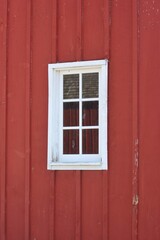 red wooden window