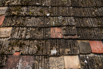 Ruined tiles on the old house.