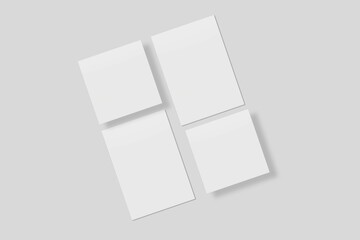 Blank paper for mockup. 3D Render.	