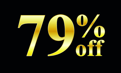 Sale gold text 79% off. 79 percent discount text in gold - for sales, offers and promotional discounts
