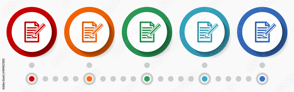 Poster subscribe, contract, deal concept vector icon set, flat design colorful buttons, infographic templat