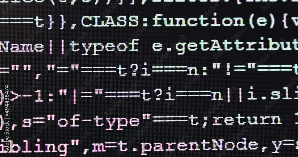 Fototapete 4K Close up shot programming tag coding on screen. Background concept for programming and coding web development.
