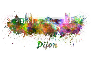 Dijon skyline in watercolor