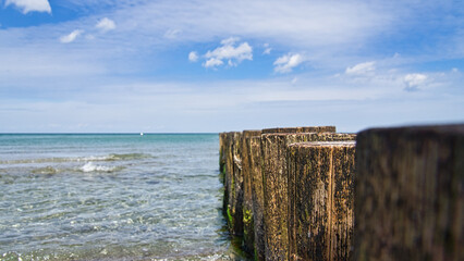 groynes jutting into the sea. taken in zingst on the darss.