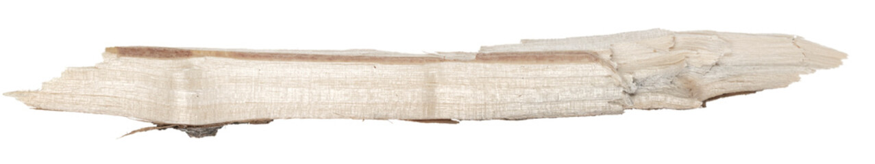 Dry tree twigs branches isolated on white background. pieces of broken wood plank. small wood chips close-up