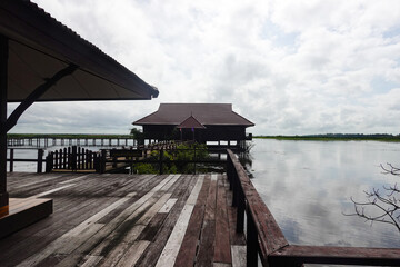 Teak wood Asian Gazebo on the sea