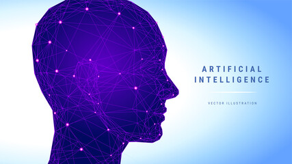 Artificial intelligence AI concept background banner, big data analytics technology, deep learning.
