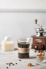 coffee with milk in a glass