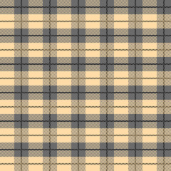 Beige and BLACK Scotland textile seamless pattern. Fabric texture check tartan plaid. Abstract geometric background for cloth, card, fabric. Monochrome graphic repeating design. Squared ornament.