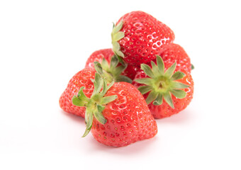 Fresh ripe strawberries isolated on white background with copy space. Japanese fruit