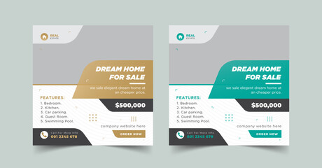 Fototapeta premium Real estate house property instagram post or social media banner