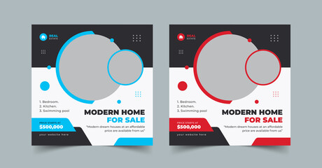 Red real estate social media post or square web banner