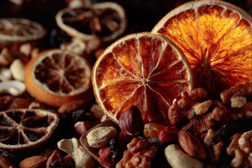 Dried fruits and nuts.