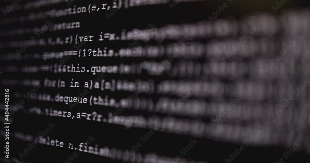Leinwandbilder 4K Close up shot programming tag coding on screen. Background concept for programming and coding web development.