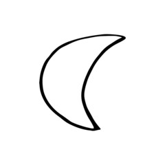 Simple doodle moon, Hand drawn moon, isolated on white backdrop. Vector illustration for  cards, posters, wrapping and design. 
