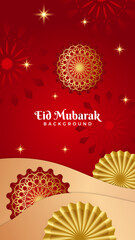 Eid ramadan mubarak background for social media stories template banners. Arabic islamic middle east lantern moon crescent mosque design for social media template