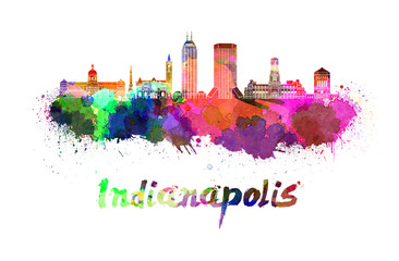 Indianapolis skyline in watercolor