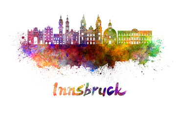 Innsbruck skyline in watercolor