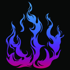 Fire flames isolated on white background. Tribal tattoo design.