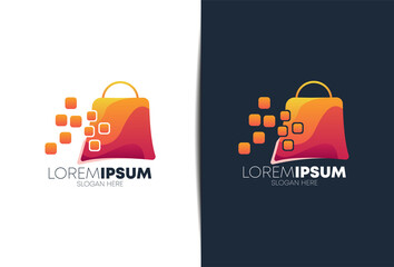 Shopping bag gradient logo design Premium Vector