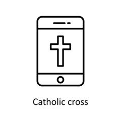 Catholic cross vector Outline Icon Design illustration. Easter Symbol on White background EPS 10 File