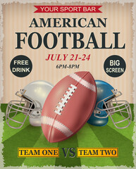 American football and rugby game poster.