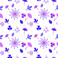 New seamless pattern with flowers for design. Small colorful multicolor flowers. EPS, vector, illustration, light background.