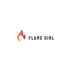 Fototapeta na wymiar Young girl flame beauty salon logo vector design template