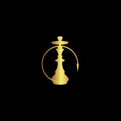 Shisha Hookah tools logo design vector in gold color isolated on black background