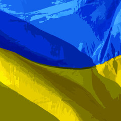 Ukrainian blue and yellow national flag. Drawing in a square.